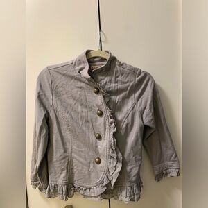 Klovis Ruffled Light Grey Jacket | Size Small